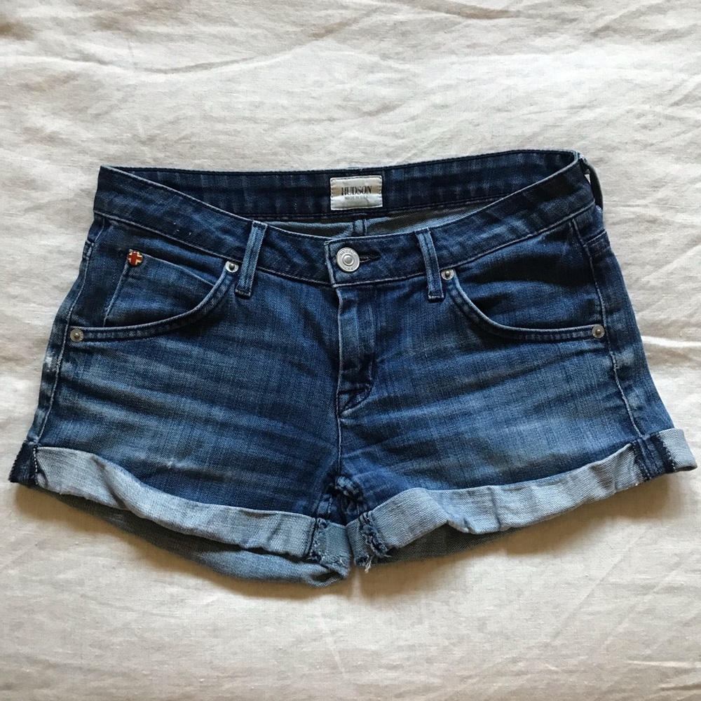 Hudson denim jean shorts, midrise, rolled cuff